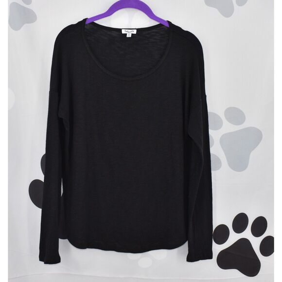 Splendid Nordstrom Crewneck Slub Jersey Tee Long Sleeves Black Size Small - Picture 4 of 9